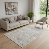 5' X 7' Ivory Beige And Gray Abstract Distressed Non Skid Area Rug