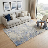 5' X 7' Ivory Blue And Gray Abstract Non Skid Area Rug