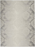 5' X 7' Gray and Ivory Damask Distressed Non Skid Area Rug