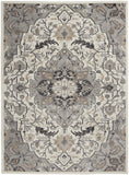 5' X 7' Gray and Ivory Floral Non Skid Area Rug