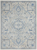 5' X 7' Ivory Blue and Gray Floral Non Skid Area Rug