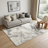 5' X 7' Ivory Gray and Brown Abstract Non Skid Area Rug