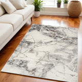 5' X 7' Ivory Gray and Brown Abstract Non Skid Area Rug