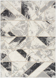 5' X 7' Ivory Black and Gray Abstract Non Skid Area Rug