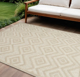 6' X 9' Cream And Beige Geometric Indoor Outdoor Area Rug