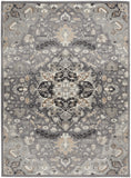 6' X 9' Black and Gray Floral Medallion Non Skid Area Rug
