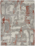 5' X 7' Ivory Gray and Brown Abstract Non Skid Area Rug