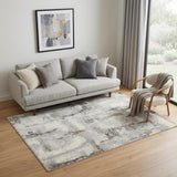 5' X 7' Ivory Gray and Brown Abstract Non Skid Area Rug