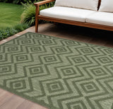 6' X 9' Dark Green And Light Green Geometric Indoor Outdoor Area Rug