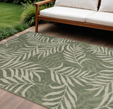 6' X 9' Green And Ivory Palm Leaf Indoor Outdoor Area Rug