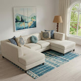 6' X 9' Navy Blue Geometric Power Loom Area Rug
