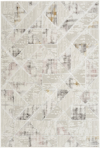 5' X 7' Beige Ivory and Gray Geometric Non Skid Area Rug