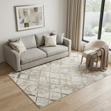 5' X 7' Beige and Ivory Geometric Non Skid Area Rug