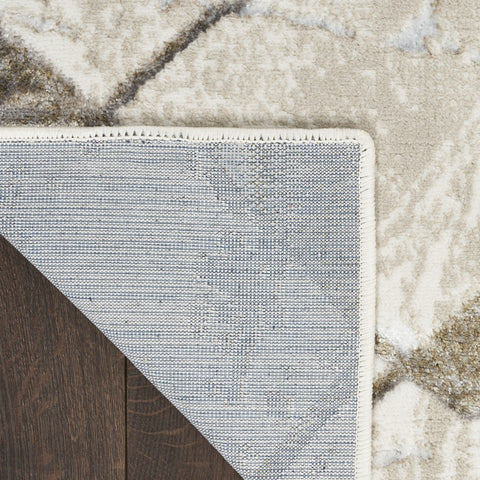5' X 7' Beige and Ivory Geometric Non Skid Area Rug