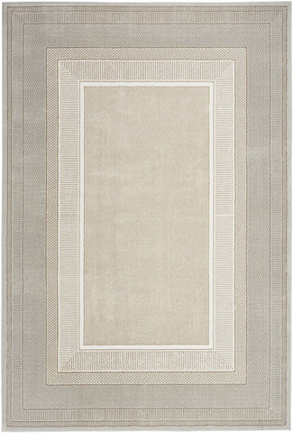 5' X 7' Beige and Ivory Geometric Non Skid Area Rug