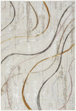 5' X 7' Ivory Black and Brown Abstract Non Skid Area Rug