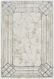 5' X 7' Ivory Blue and Gray Geometric Non Skid Area Rug