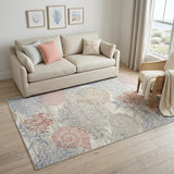 5' X 7' Blue Blush And Gray Seashell and Coral Area Rug