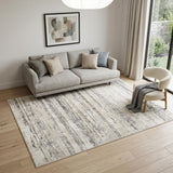 5' X 7' Cream and Gray Abstract Non Skid Area Rug
