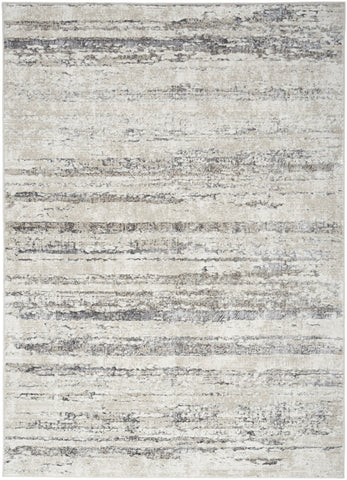5' X 7' Cream and Gray Abstract Non Skid Area Rug