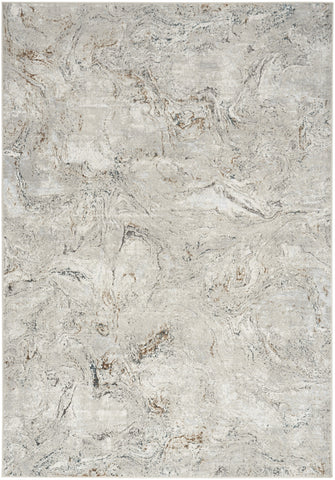 5' X 7' Ivory Gray and Brown Abstract Non Skid Area Rug