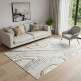 5' X 7' Gold Gray and Ivory Abstract Non Skid Area Rug
