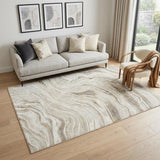5' X 7' Gold Gray and Ivory Abstract Non Skid Area Rug