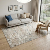 5' X 7' Ivory Blue and Gray Abstract Non Skid Area Rug