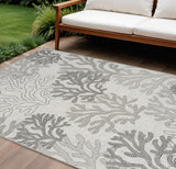 8' X 10' Gray Black And Ivory Nautical Indoor Outdoor Area Rug