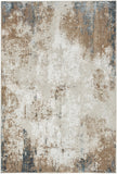 5' X 7' Ivory Black and Taupe Abstract Distressed Non Skid Area Rug