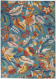 5' X 7' Aqua Floral Power Loom Area Rug