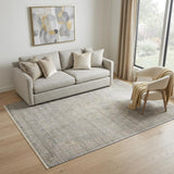 5' X 8' Gray And Beige Floral Non Skid Area Rug With Fringe