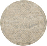 8' Beige And Gray Geometric Distressed Round Rug