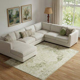 7' X 9' Ivory And Tan Floral Medallion Area Rug