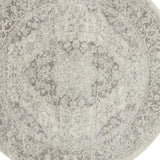 8' Ivory And Gray Floral Medallion Distressed Round Rug