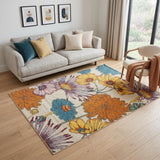 5' X 7' Cream Floral Power Loom Area Rug