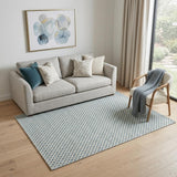 5' X 7' Blue And Ivory Floral Area Rug