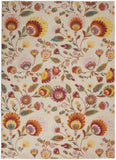 5' X 7' Cream Floral Power Loom Area Rug