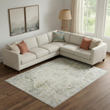 7' X 9' Light Sky Blue Floral Power Loom Distressed Area Rug