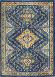 5' X 7' Blue and Yellow Geometric Power Loom Area Rug
