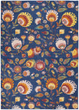 5' X 7' Blue and Yellow Floral Power Loom Area Rug