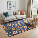 5' X 7' Blue and Yellow Floral Power Loom Area Rug