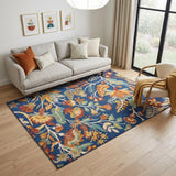 5' X 7' Blue and Yellow Floral Power Loom Area Rug