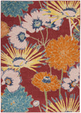5' X 7' Orange and Red Floral Power Loom Area Rug