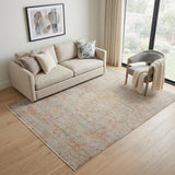 5' X 8' Brick Red Gray And Cream Floral Non Skid Area Rug With Fringe