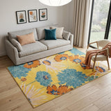 5' X 7' Yellow Floral Power Loom Area Rug