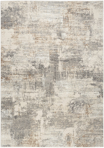5' X 7' Beige Ivory and Gray Abstract Non Skid Area Rug