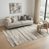 5' X 7' Ivory Beige and Gray Abstract Non Skid Area Rug