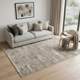 5' X 7' Brown and Ivory Abstract Non Skid Area Rug
