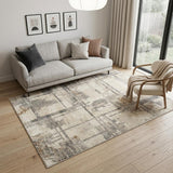 5' X 7' Ivory Gray and Black Abstract Non Skid Area Rug